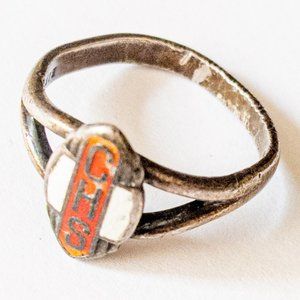 Vintage CHS Class Ring Red Black Silver Tone Size 7 Womens Preppy Rare School